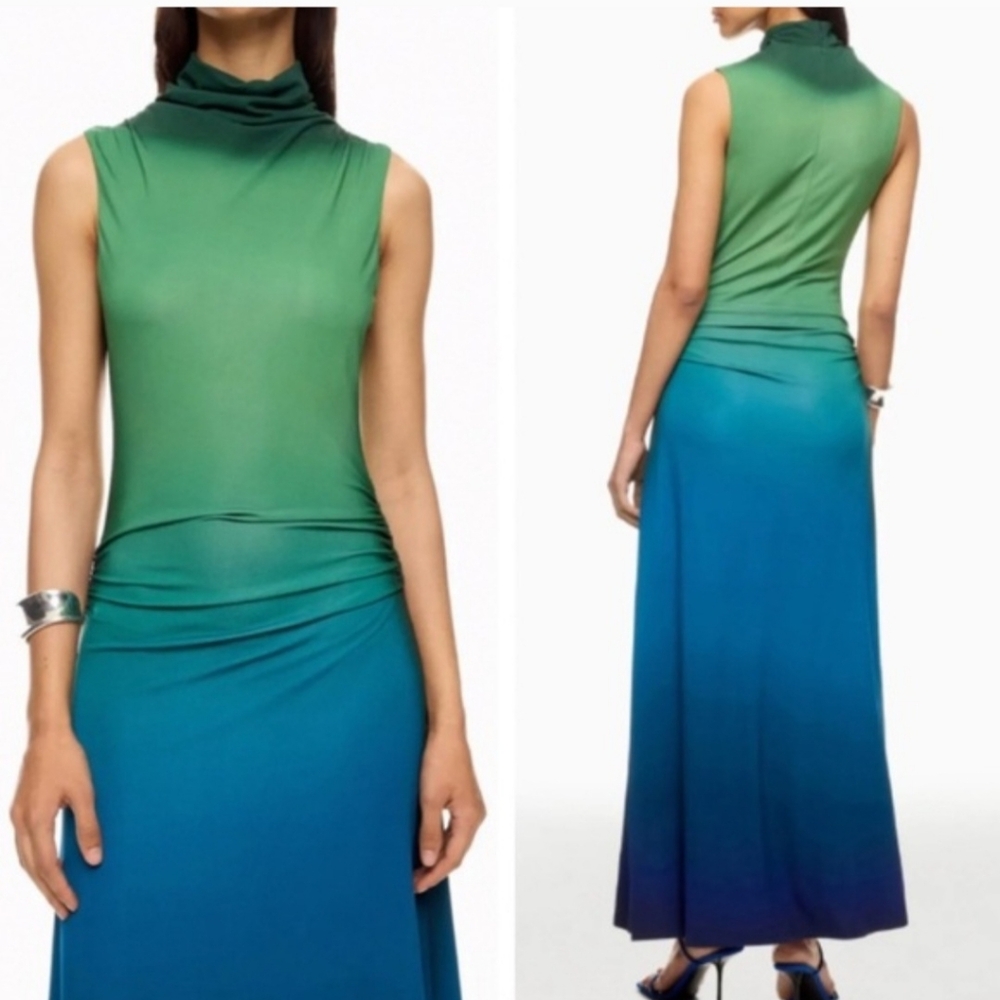 Jonathan Simkhai Aldina Sleeveless Green to Blue Ombre Maxi Dress, XS - Picture 2 of 16